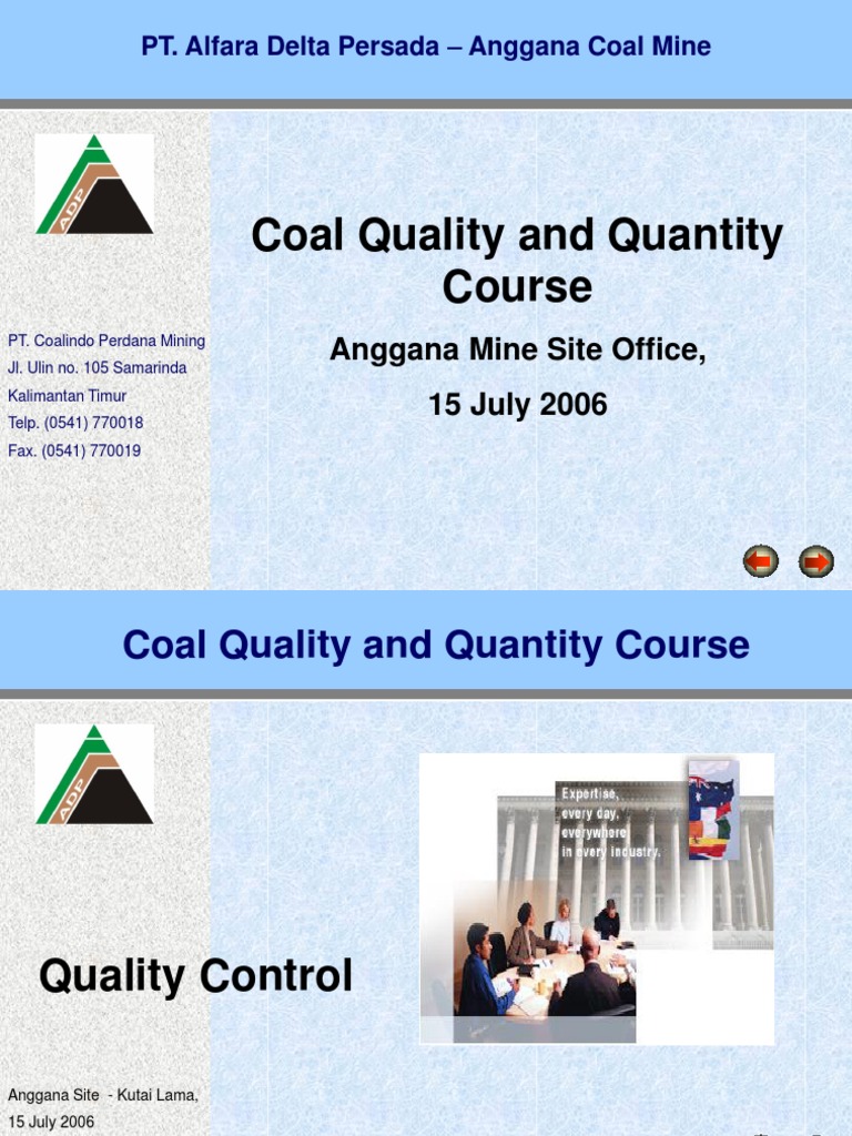 Anggana Coal Mine Quality Control Guide | PDF | Science & Mathematics