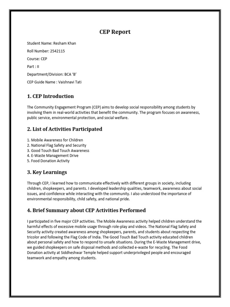 CEP Report | PDF