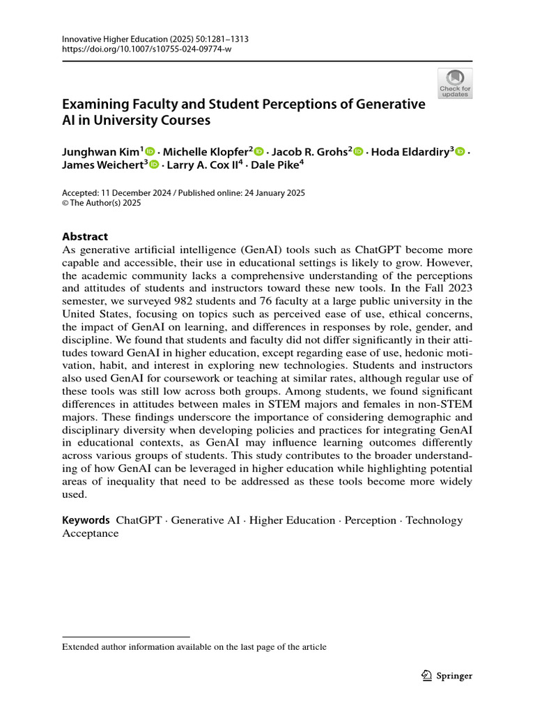 Examining Faculty and Student Perceptions of Generative AI in ...