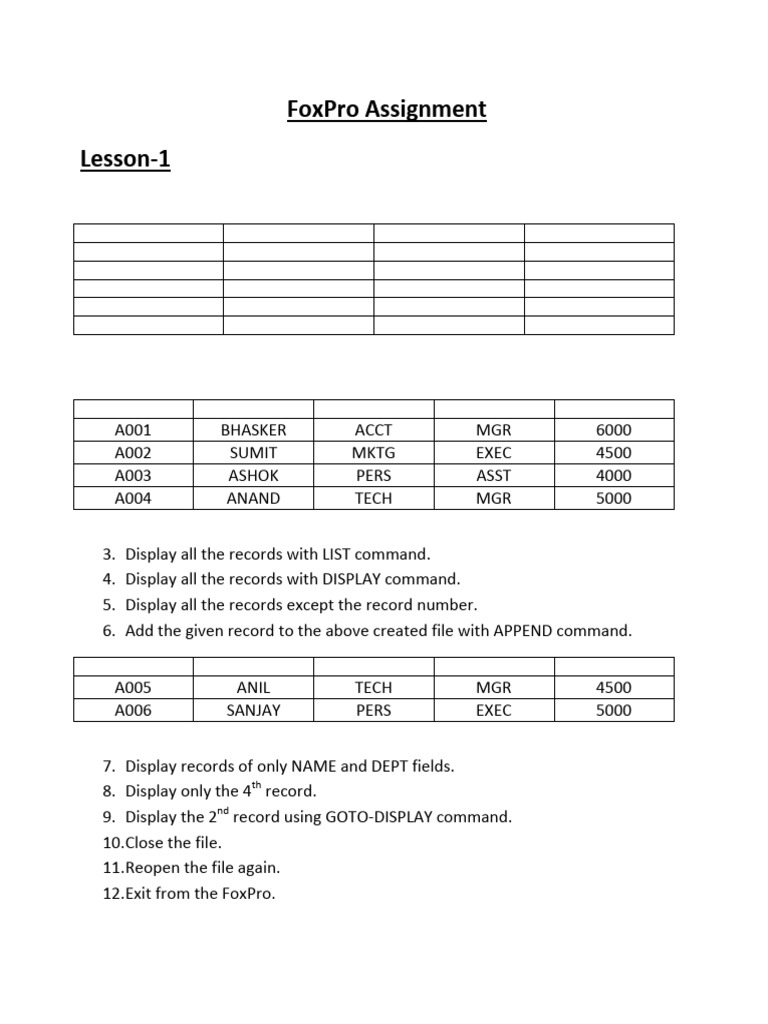 FoxPro Database Creation and Commands Guide | PDF | Chess Theory | Chess