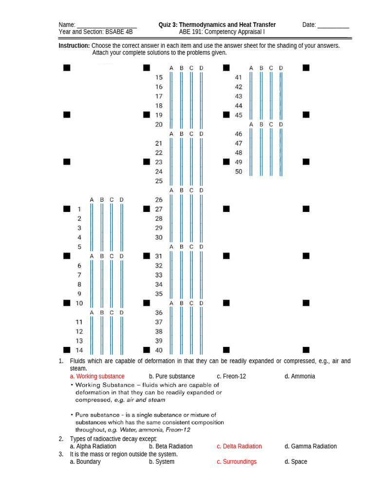 ABE 191 Q3 Thermo and Heat Transfer Key | PDF | Heat | Laws Of ...