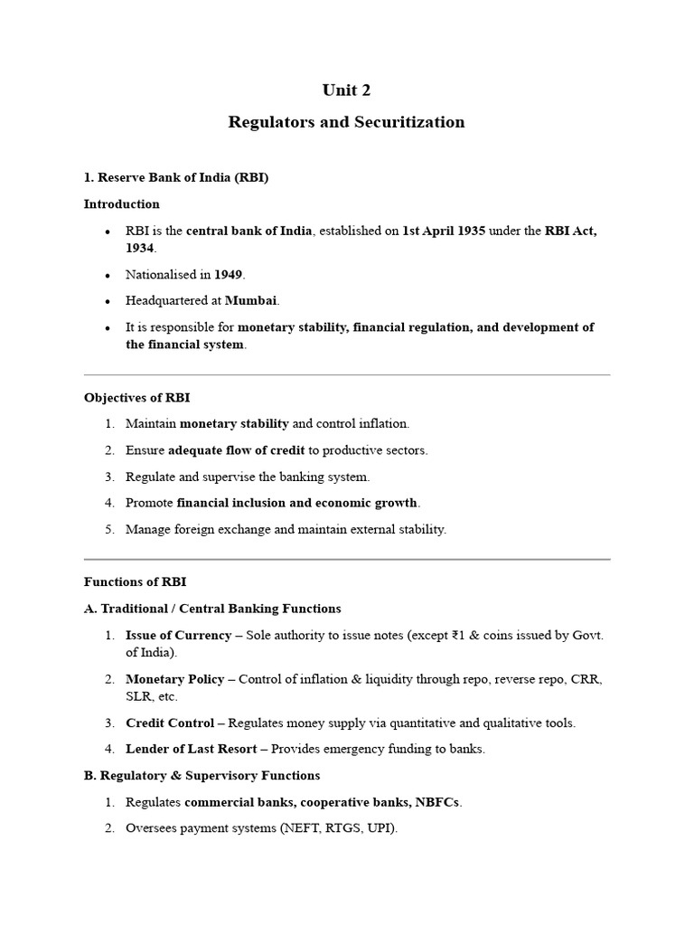 Unit 2 Regulators and Securitization | PDF | Basel Ii | Securitization