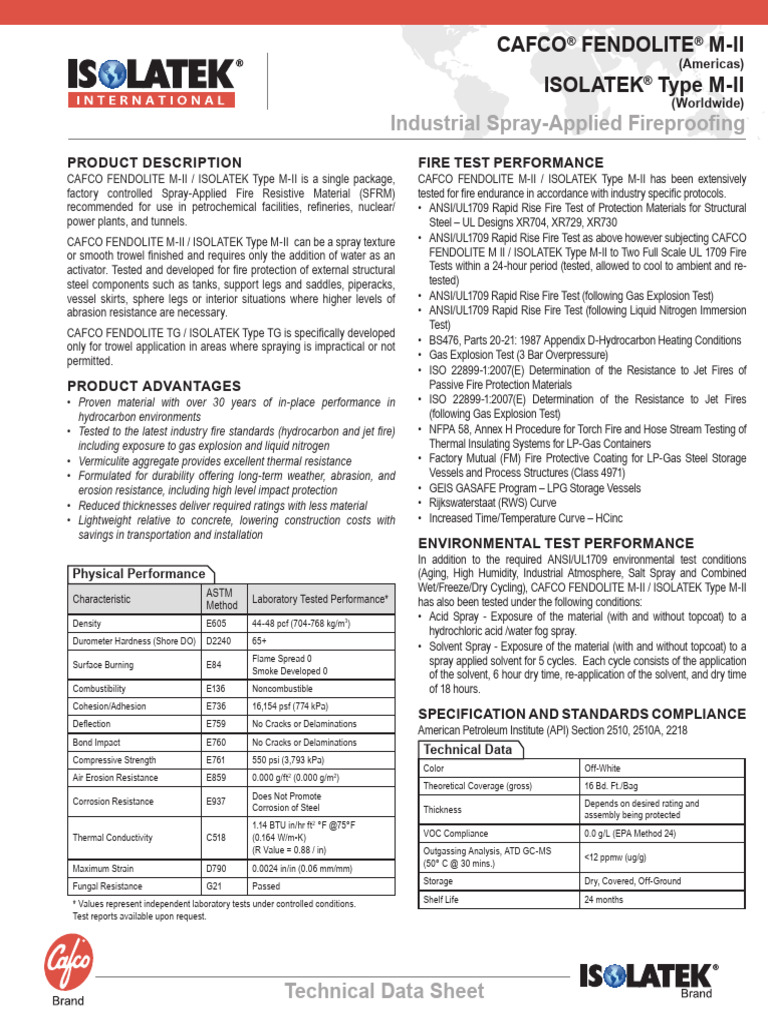 CAFCO FENDOLITE M-II Fireproofing Data | PDF | Liquefied Petroleum Gas ...