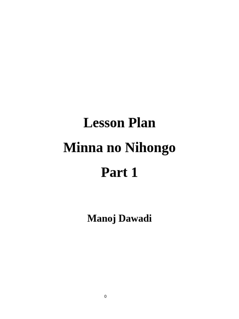 Lesson Plan Minna No Nihongo | PDF