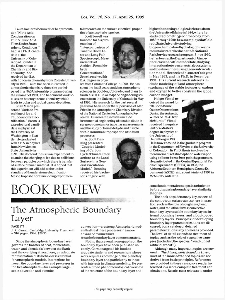 The Atmospheric Boundary Layer | PDF | Stratosphere | Atmosphere