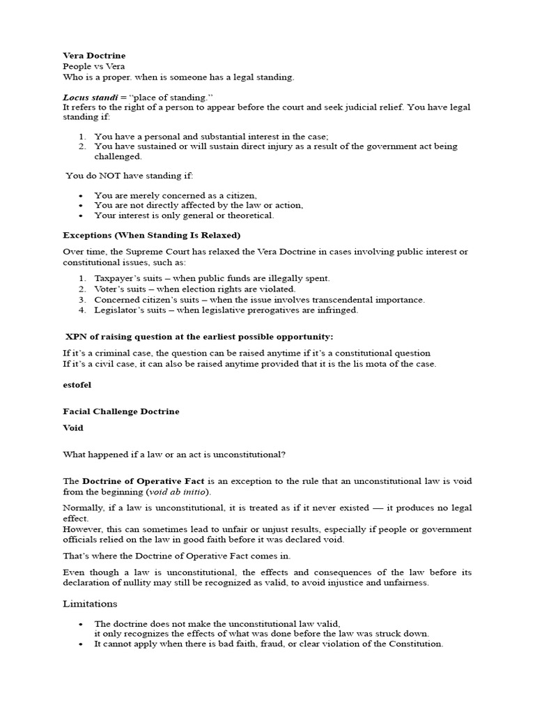 Consti Make-Up Class Notes | PDF | Standing (Law) | Political Law