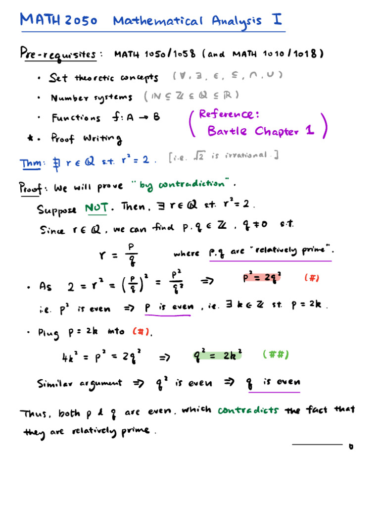 Overview of MATH 2050 Analysis Concepts | PDF | Mathematics ...