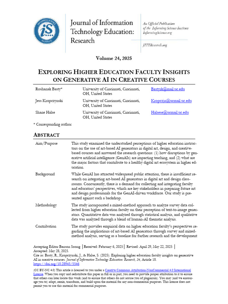 EXPLORING HIGHER EDUCATION FACULTY INSIGHTS ON GENERATIVE AI IN ...