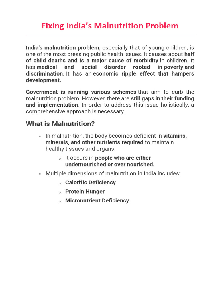 Combating Malnutrition in India | PDF | Malnutrition | Poverty