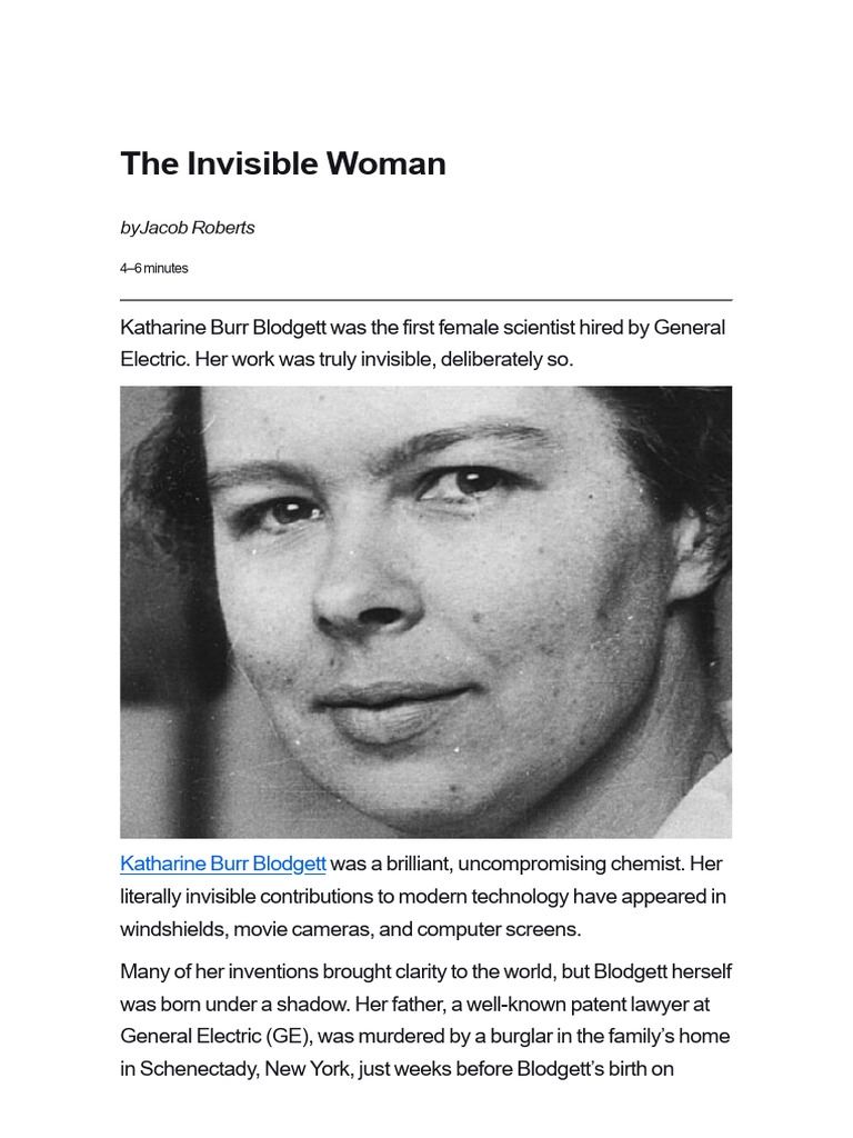 The Invisible Woman (Science History Institute) | PDF | Applied And ...