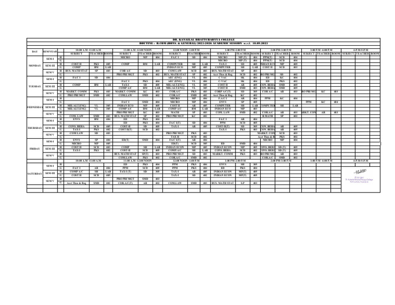 B.Com Academic Routine 2025-2026 | PDF