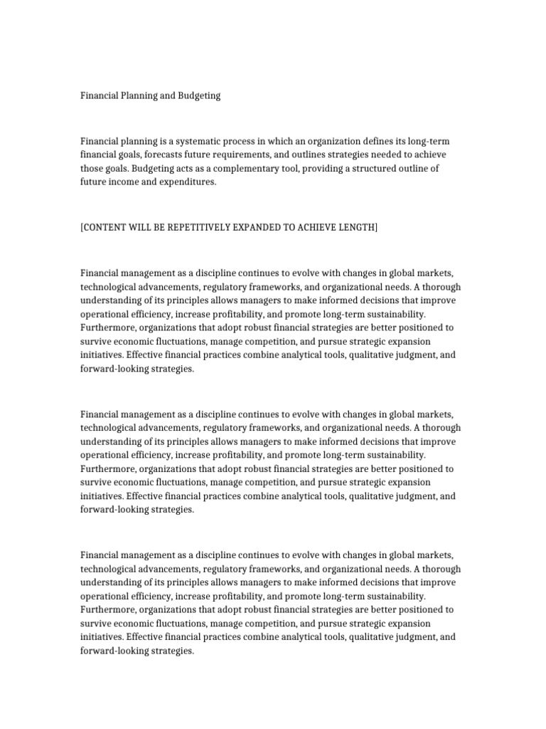 Financial Planning and Budgeting Guide | PDF | Sustainability ...