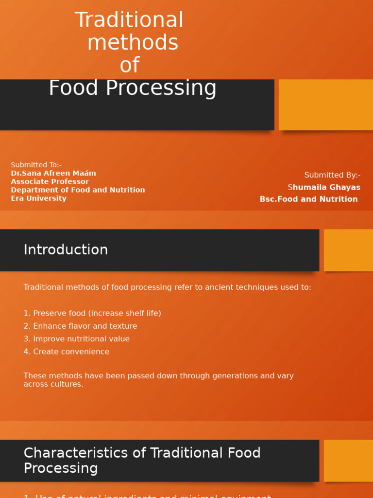 Traditional Food Processing Methods Pdf Food Preservation Fruit 