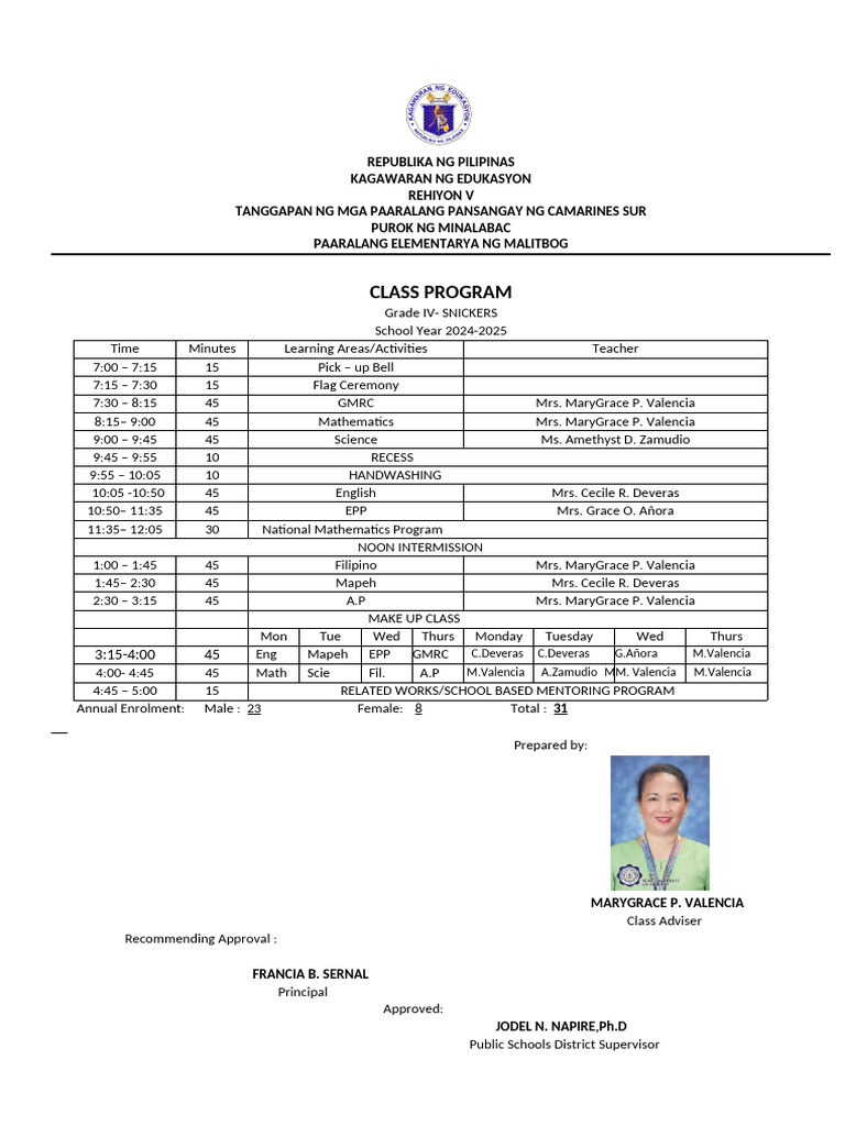 class-program-2024-2025with-make-up-class-copy-pdf-philippines