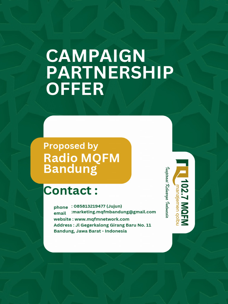 Penawaran Kerjasama Radio MQFM Bandung | PDF