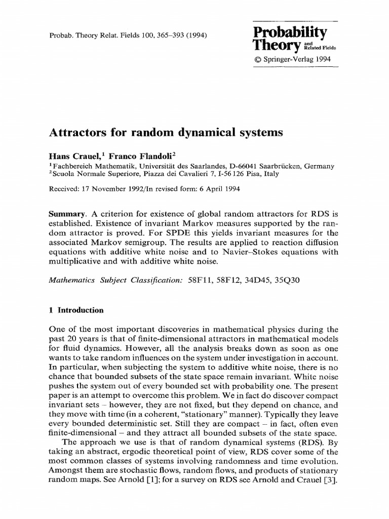 Global Attractors in Random Dynamical Systems | PDF | Dynamical System ...