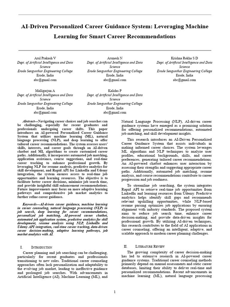 AI-Powered Career Guidance System | PDF | Machine Learning | Artificial ...