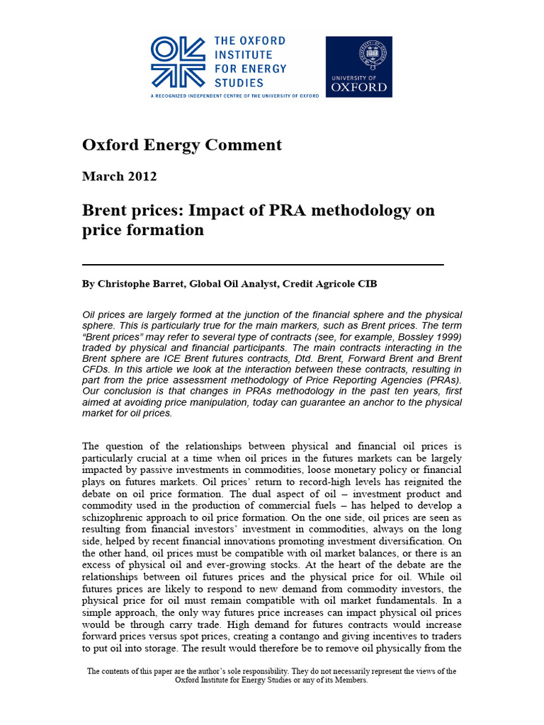 Brent Prices and PRA Methodology Impact | PDF | Futures Contract ...