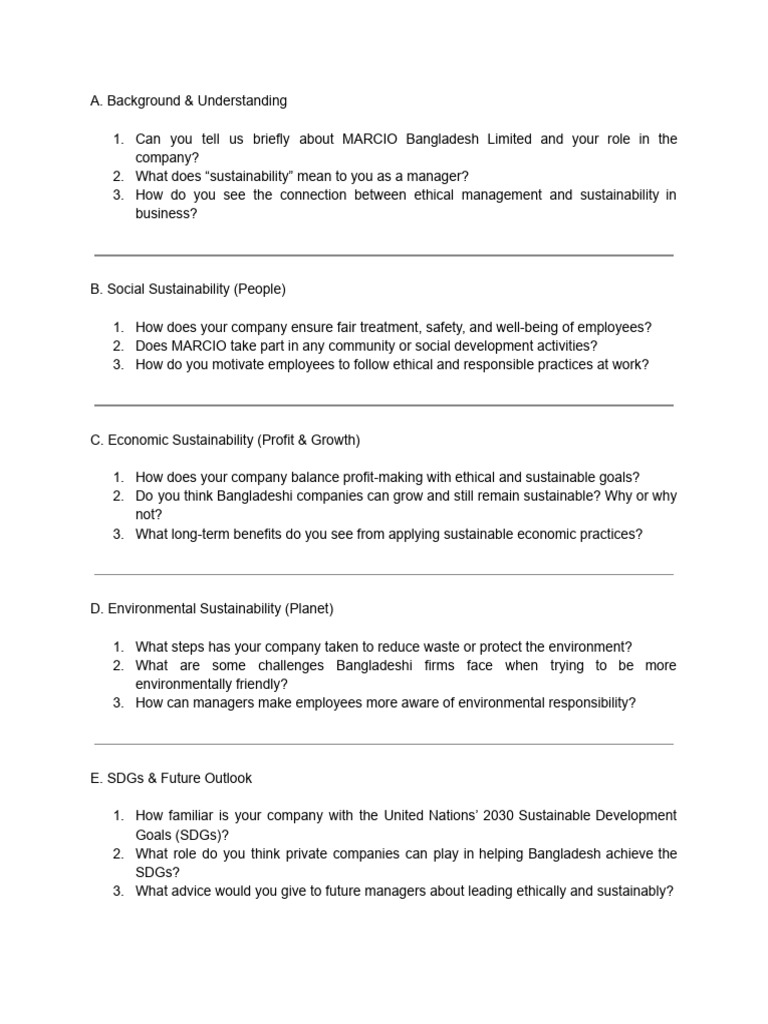 Interview Questions - MGT101 TERM PAPER | PDF