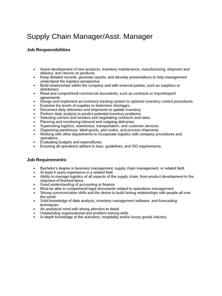 Supply Chain Manager | PDF