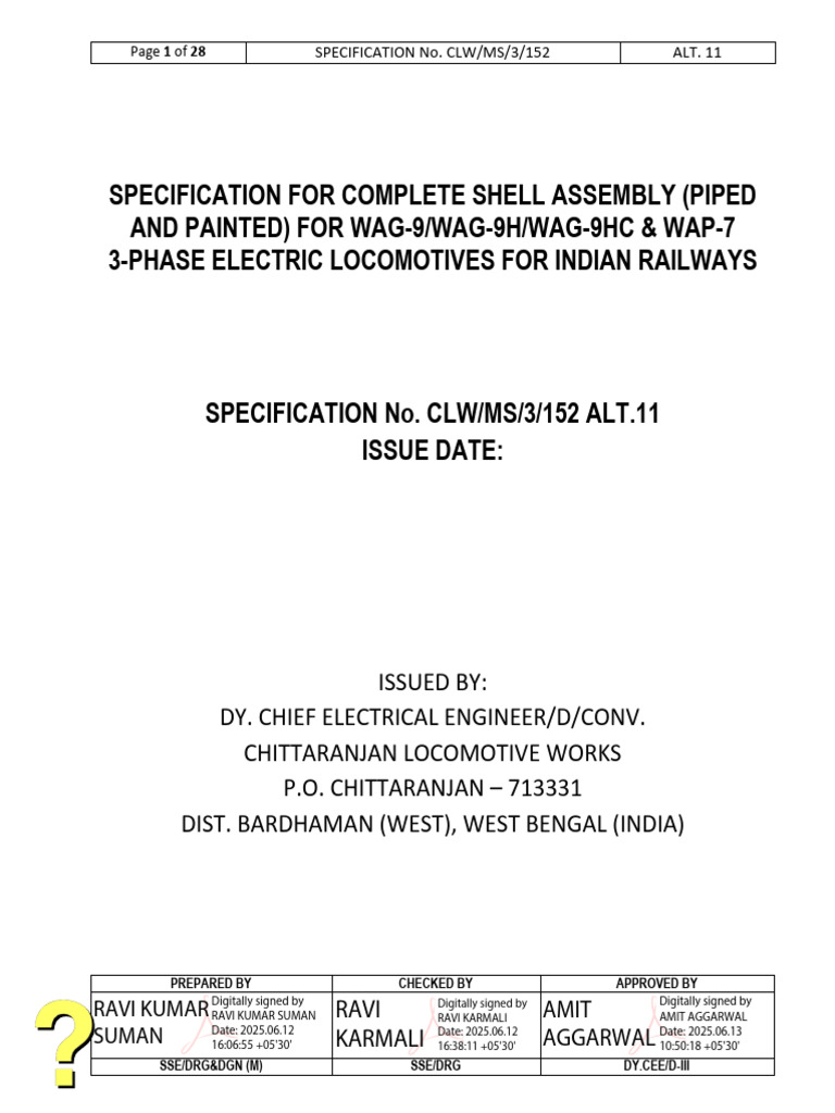 WAG-9/WAP-7 Locomotive Shell Specification | PDF | Welding | Construction