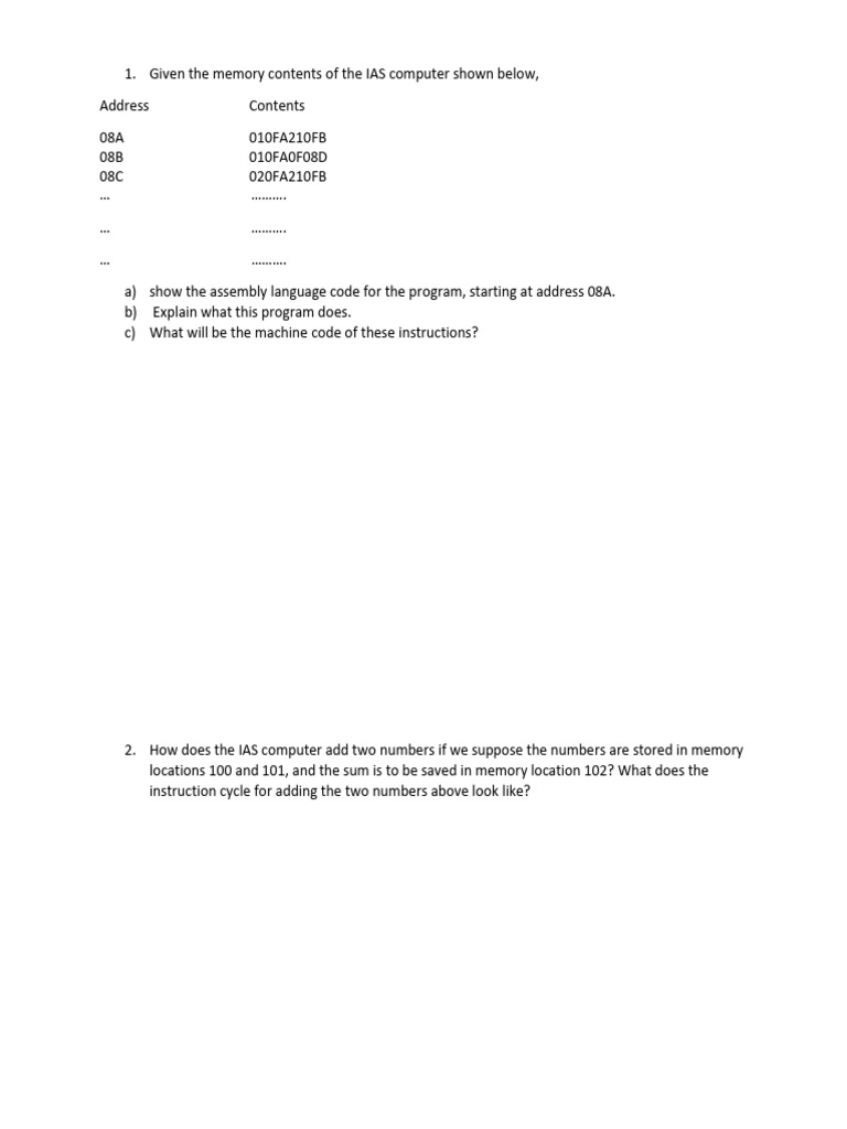 IAS Computer Assembly Code Analysis | PDF