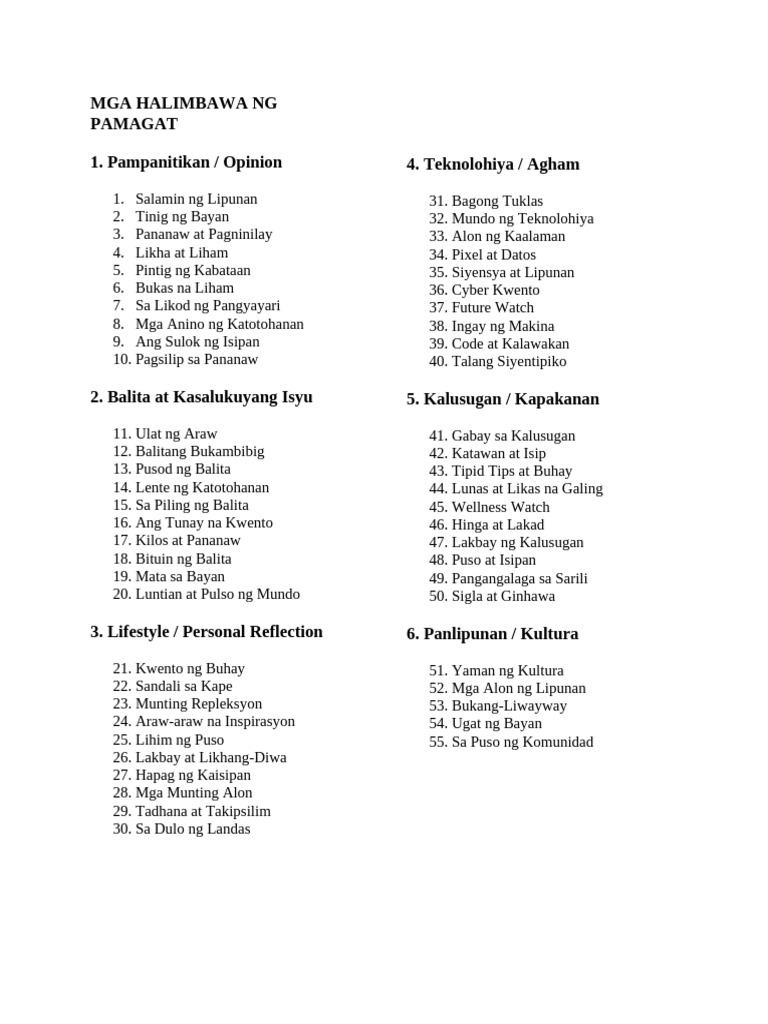 Column Examples of Title | PDF