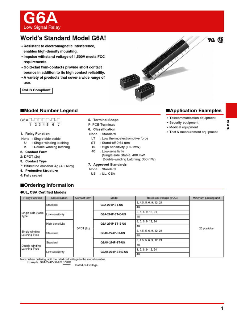 G6A | PDF | Relay | Alternating Current