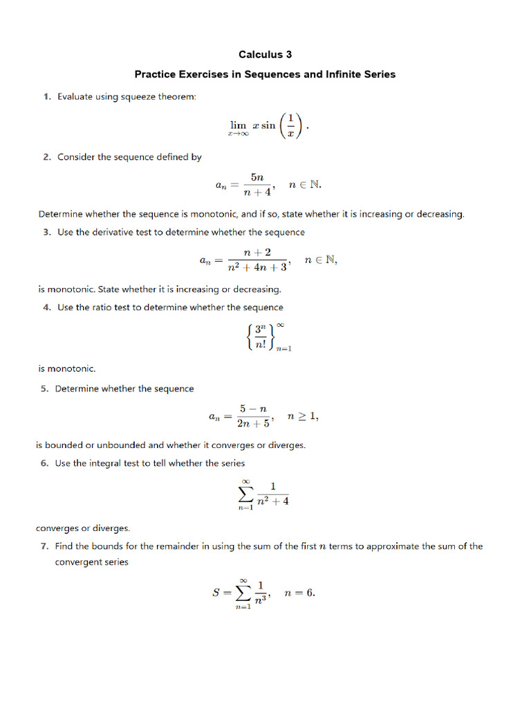 Calculus 3 Practice Exercises For Students | PDF