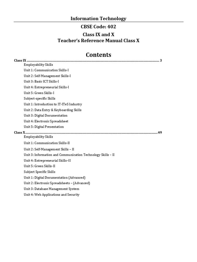 IT Teacher's Manual for Classes IX & X | PDF | Computer Data Storage ...