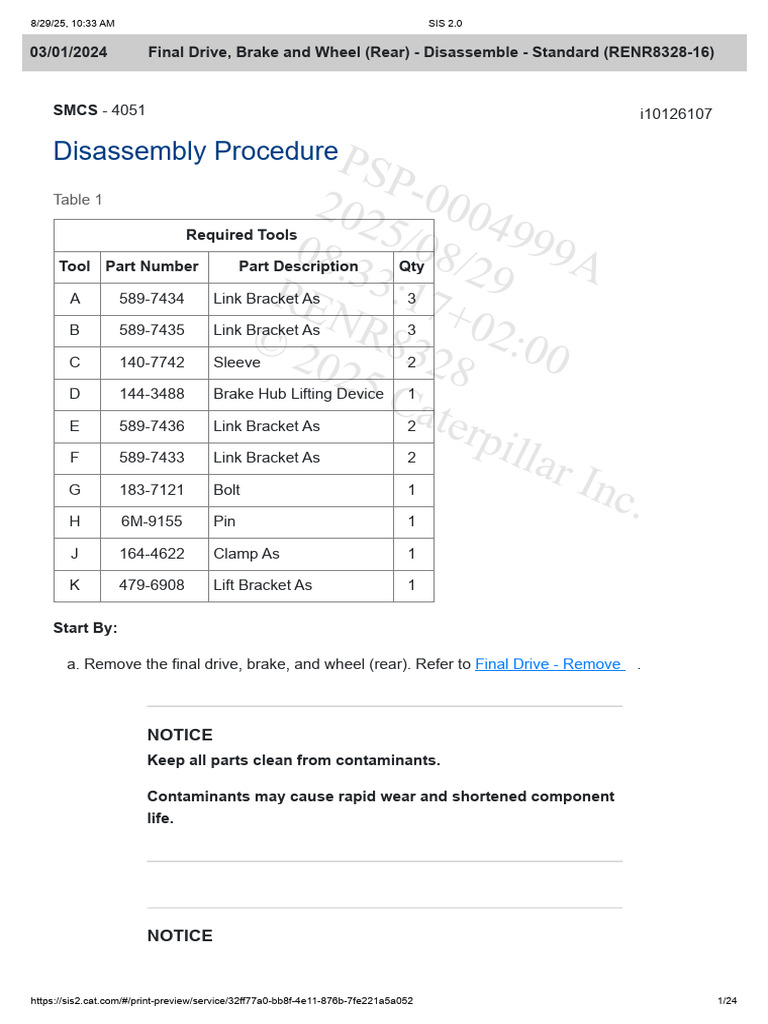 Final Drive Disassembly Guide | PDF | Piston