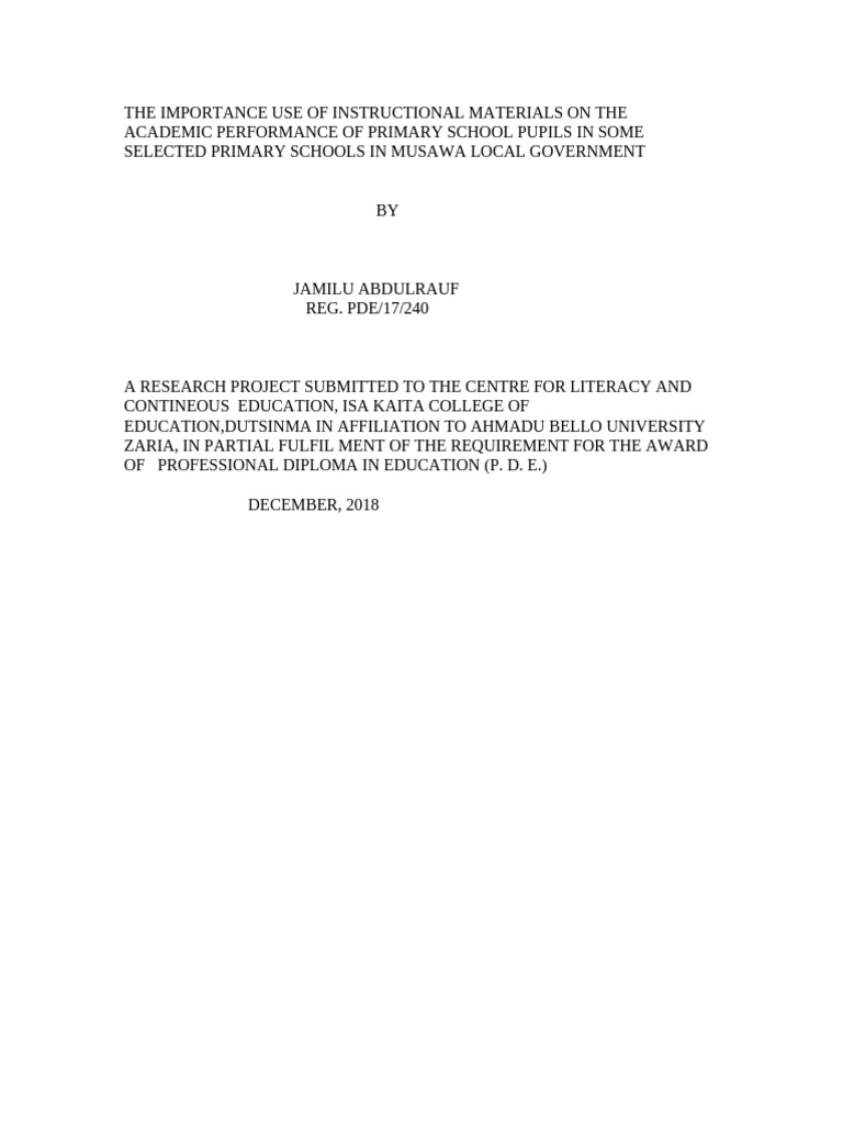Impact of Instructional Materials on Primary Pupils | PDF | Teachers ...