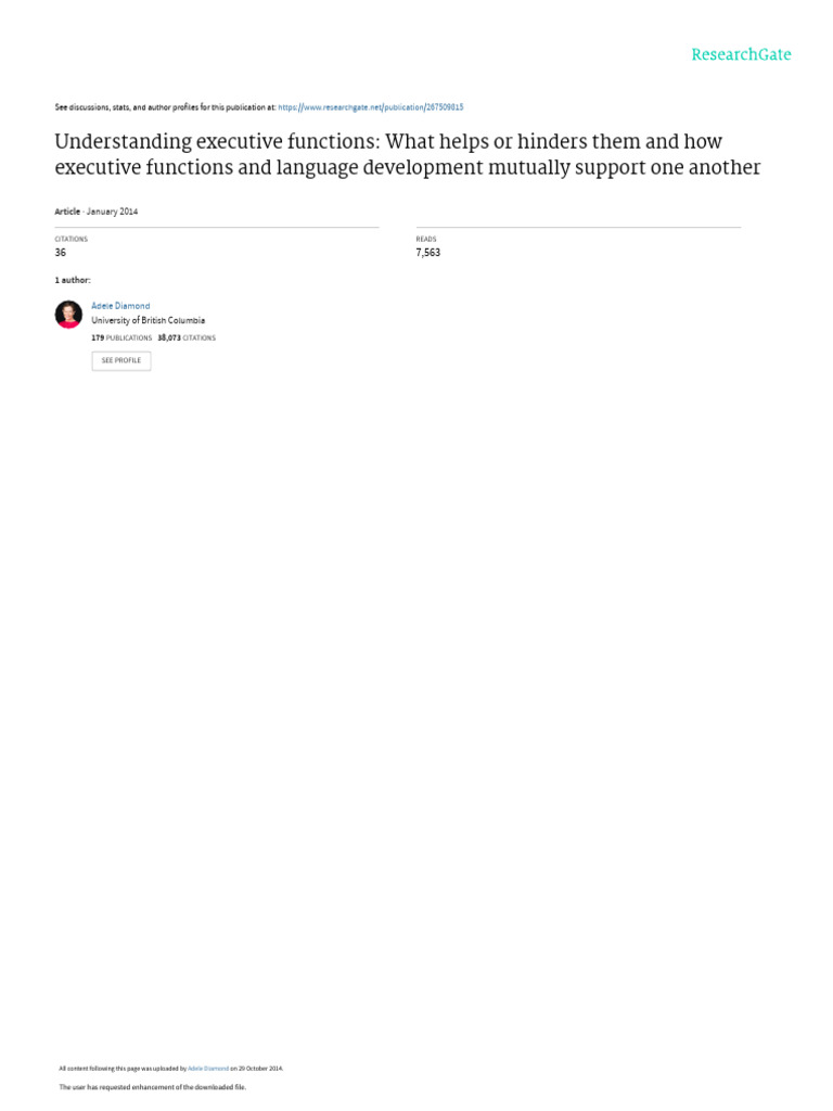 Executive Functions and Language Development | PDF | Executive ...