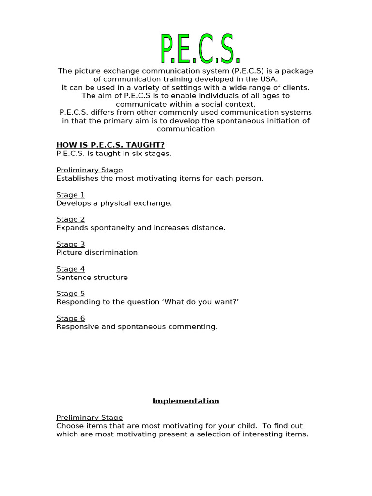 Pecs Pre-2 | PDF | Psychological Concepts | Communication