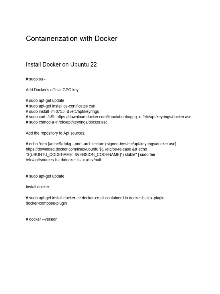 Docker Installation and Usage Guide | PDF | Software | System Software
