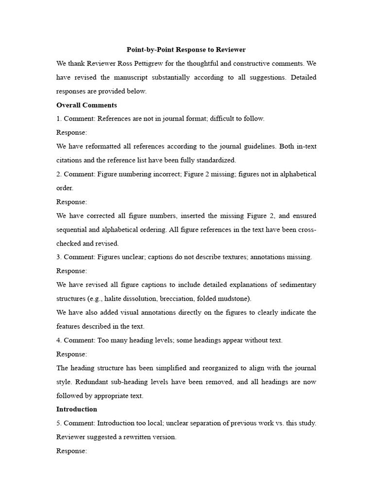 Point by Point Response | PDF | Abstract (Summary) | Geology