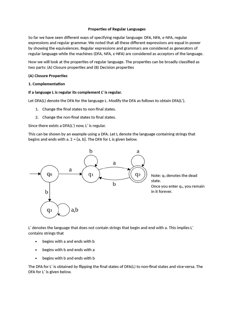 Properties of Regular Languages | PDF | Regular Expression | Syntax (Logic)