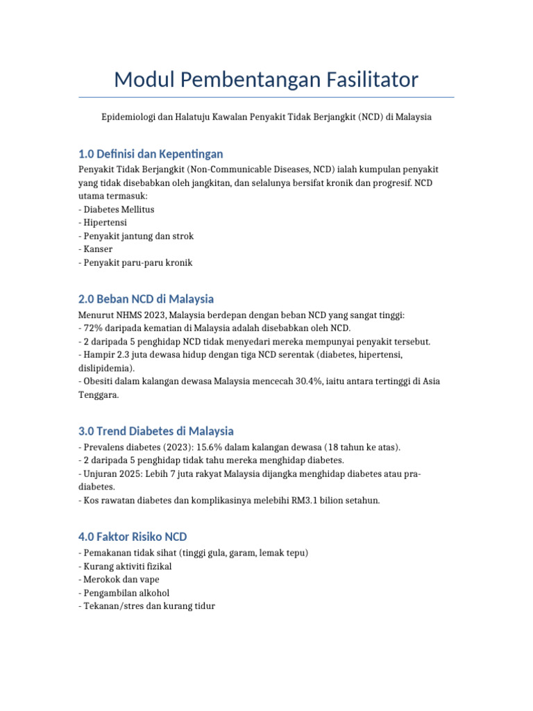 Modul Fasilitator Epidemiologi NCD | PDF