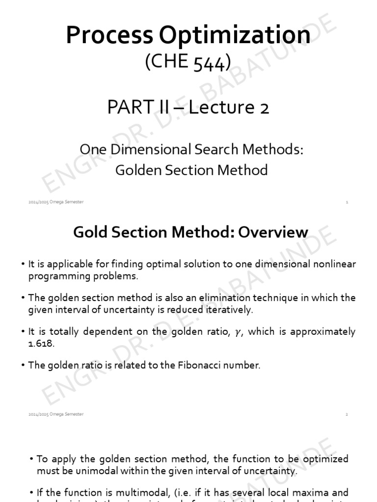 Golden Section Method for Optimization | PDF | Mathematical ...
