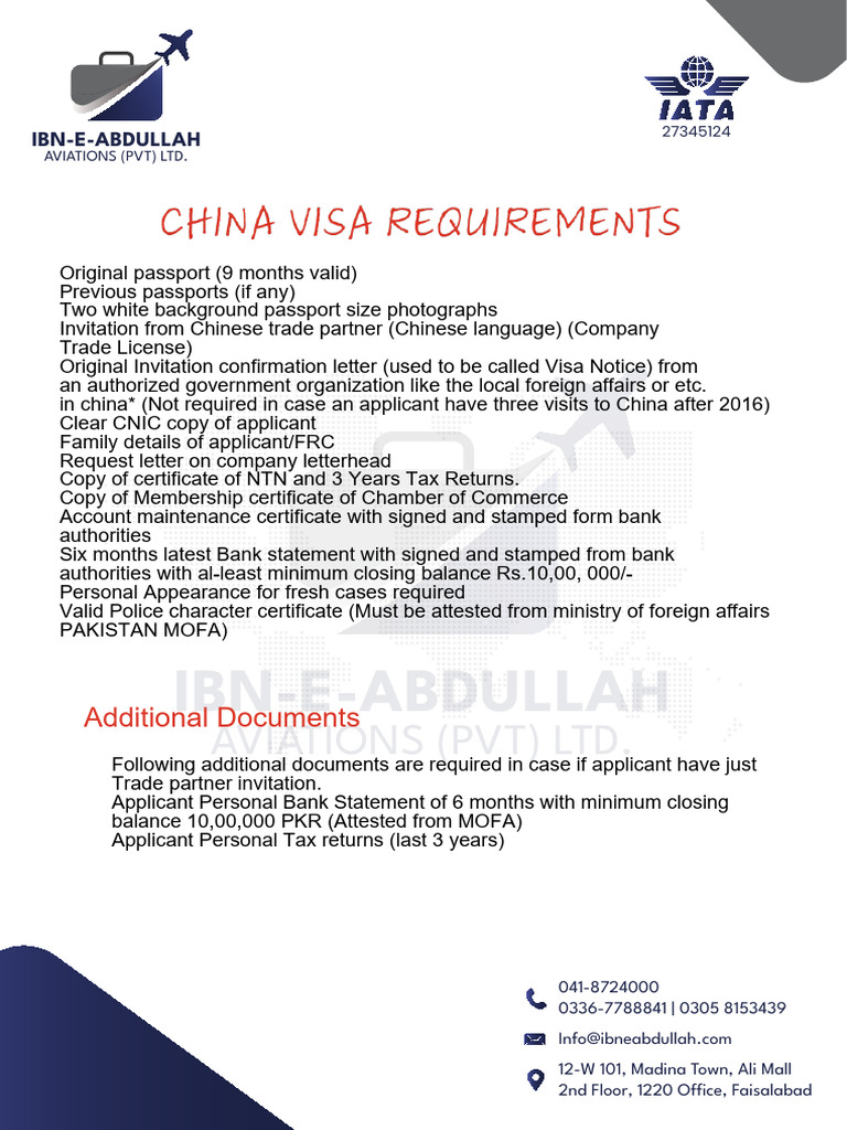 Visa Application Requirements for China | PDF