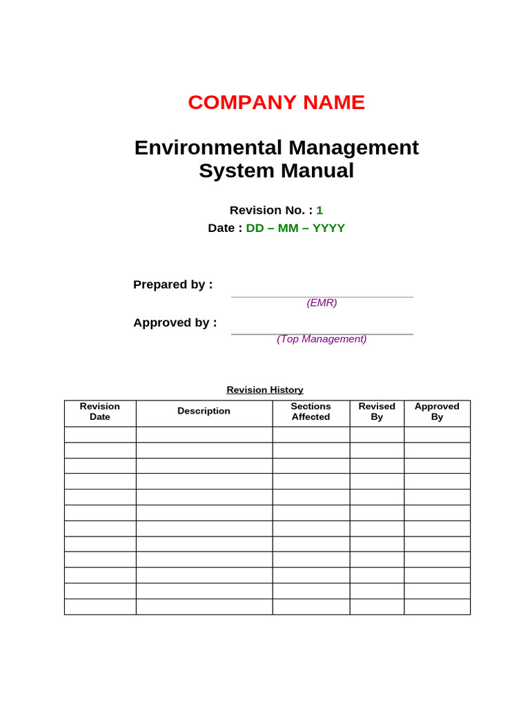Environmental Management System Manual | PDF | Policy | Environmental ...