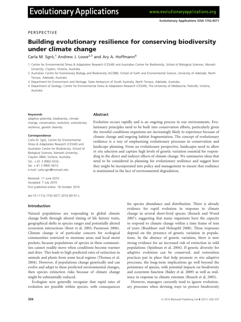 Enhancing Biodiversity Resilience to Climate Change | PDF | Genetic ...