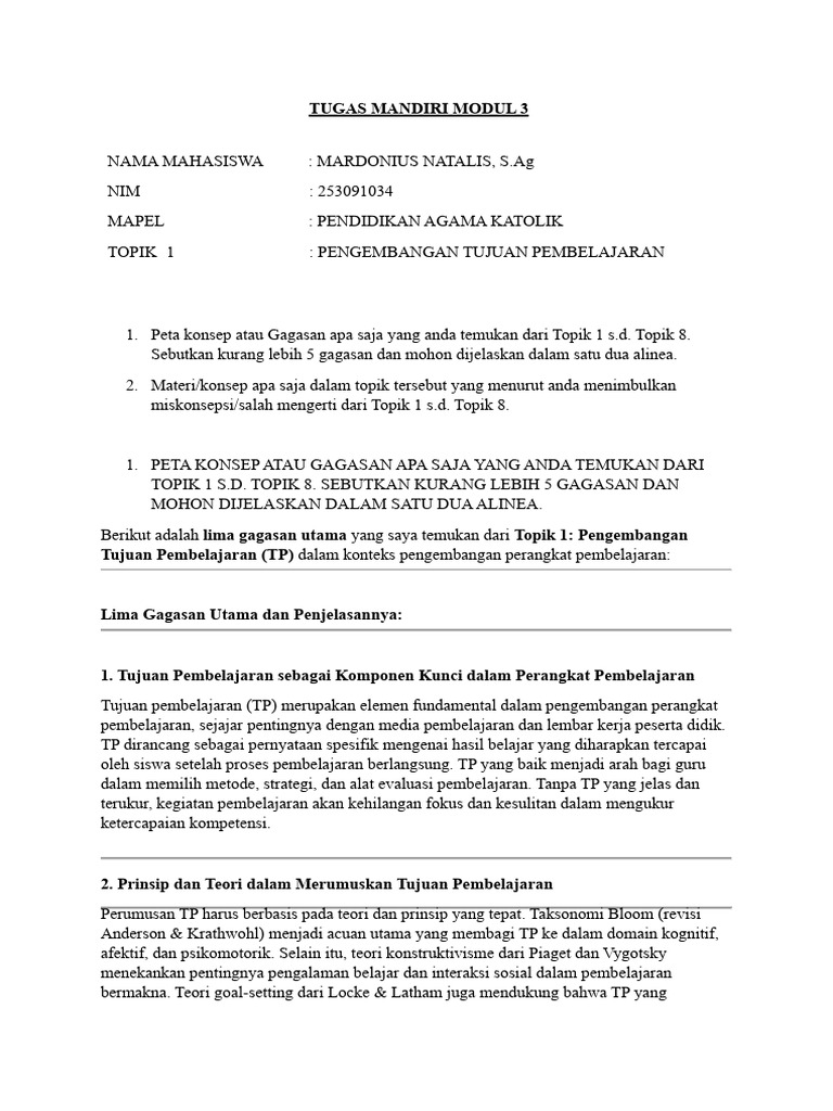 Tugas Mandiri Modul 3 - Topik 1 - Mardonius Natalis | PDF