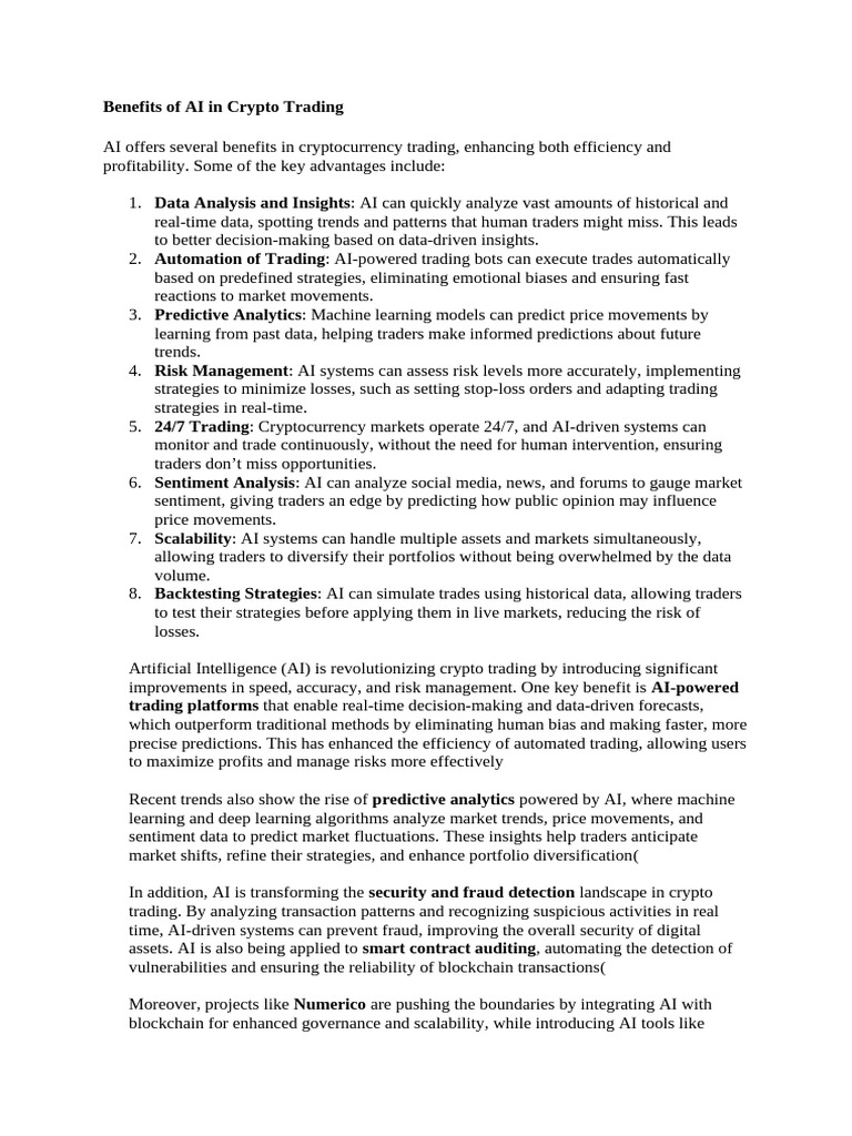Benefits of AI in Crypto Trading | PDF | Autoregressive Integrated ...