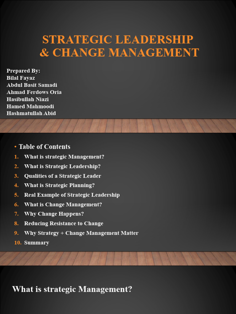 Strategic Leadership & Change Management. | PDF