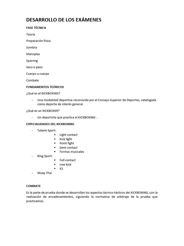 Fundamentos del Kickboxing: Técnicas y Combate | PDF | Muay thai
