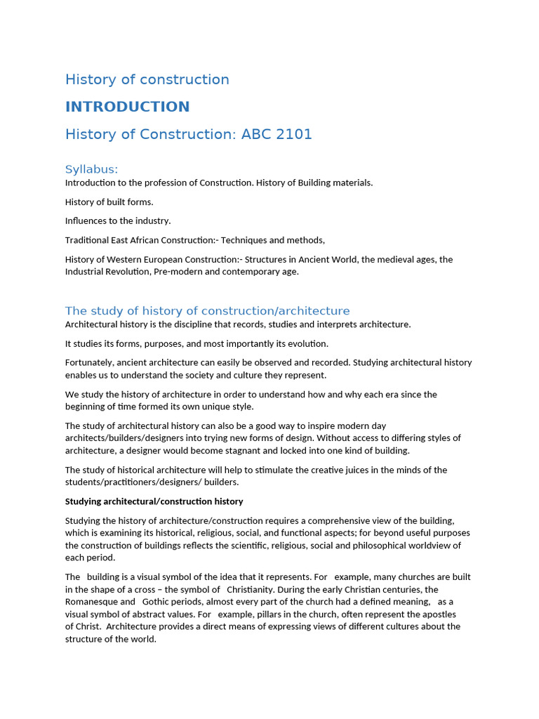 History of Construction and Architecture | PDF | Science | Liberal Arts ...