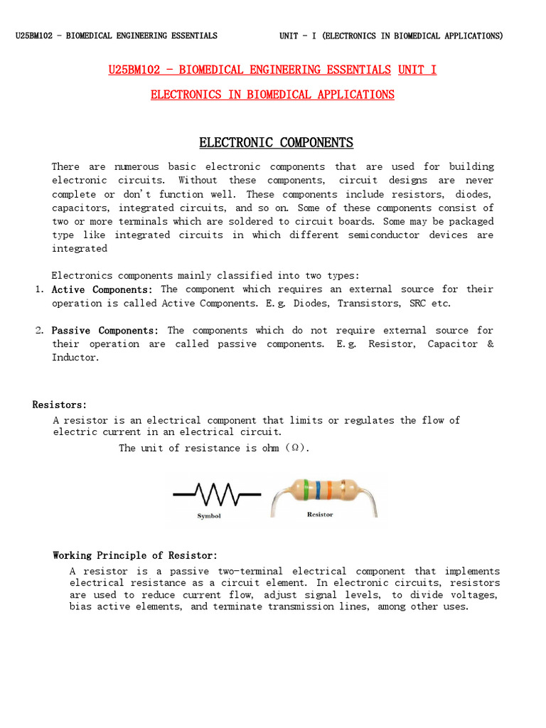 Electronics in Biomedical Applications | PDF | Inductor | Electronic ...