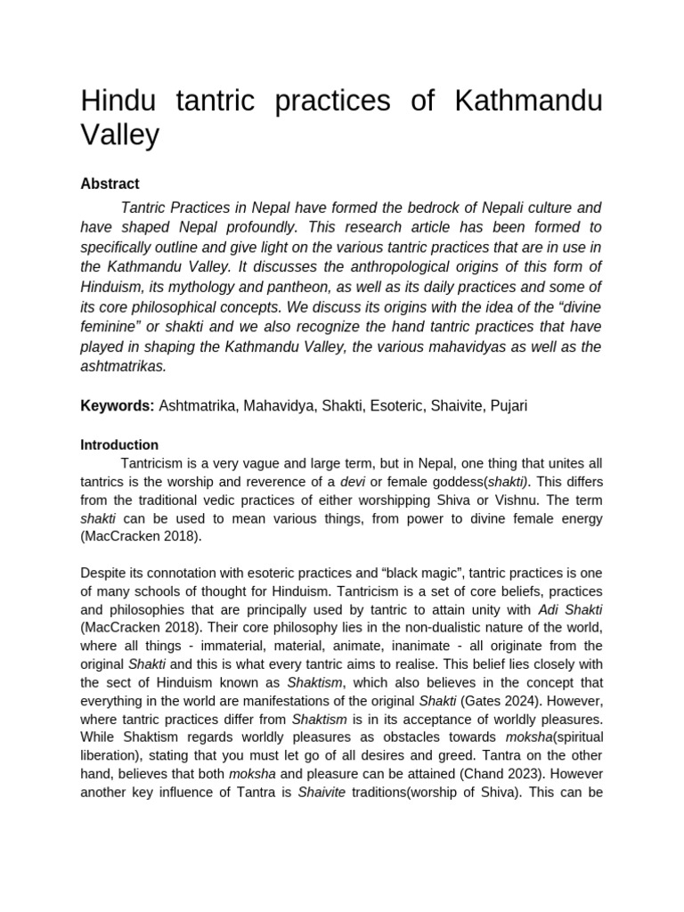 Tantric Hindu Practices in Kathmandu | PDF | Tantra | Devi