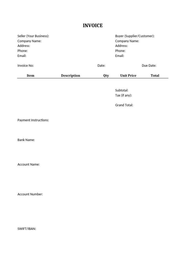 Invoice Template for Business Transactions | PDF